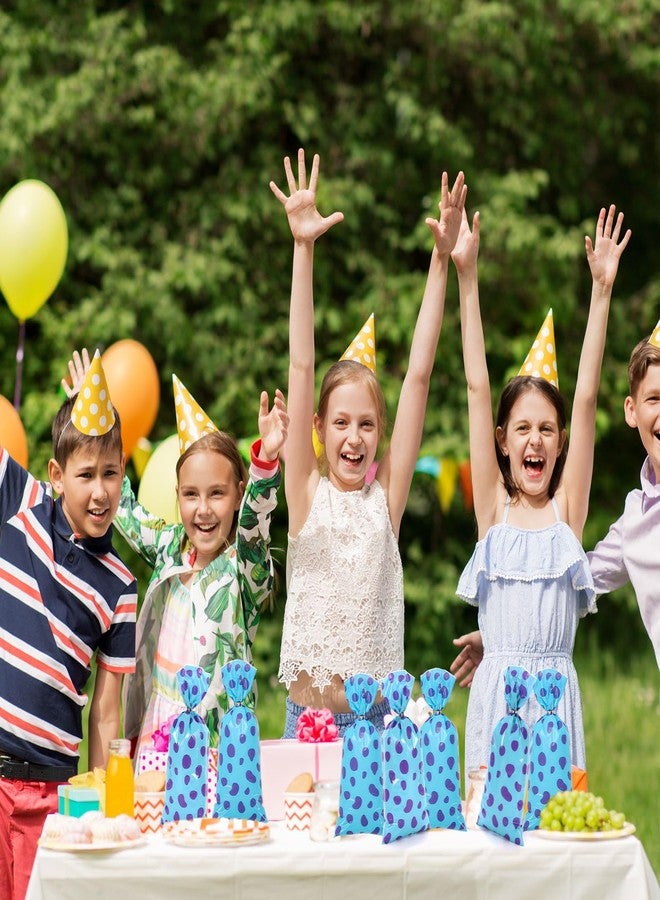 Whaline 100Pcs Cartoon Monster Birthday Cellophane Bags with Silver Twist Ties Blue Purple Plastic Goodie Candy Bag Cello Gift Bags for Baby Shower Party Supplies - Image 5